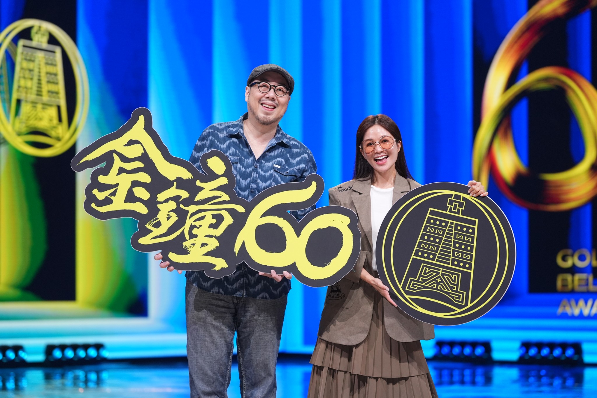 ICRT資深DJ Joseph Lin林哲修與吳怡霈為典禮進行彩排。（圖／記者陳明中攝）