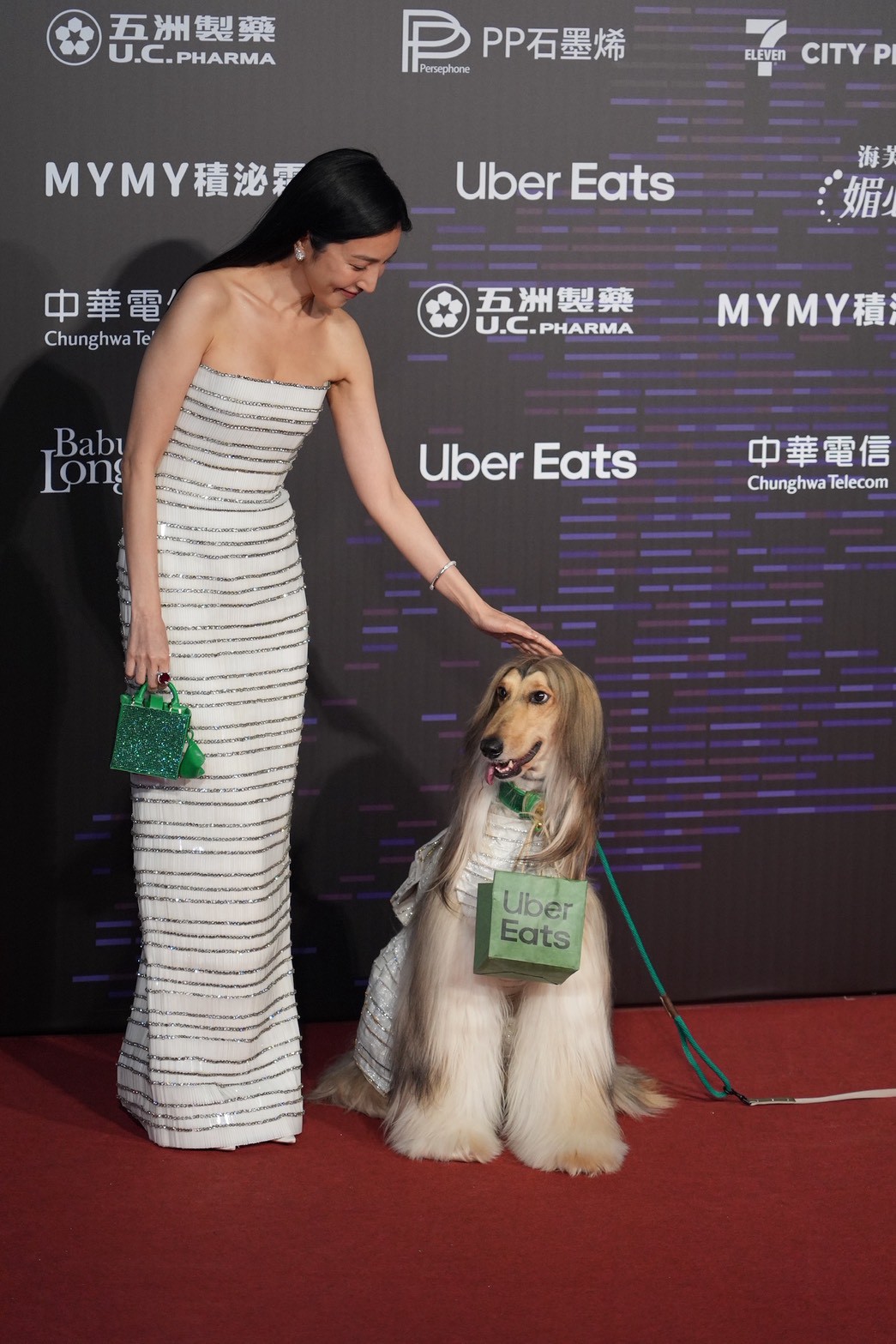 楊謹華牽狗走紅毯。（圖／記者陳明中攝）