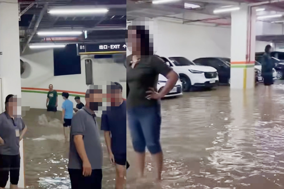 煙波飯店地下停車場30車泡水。（圖／翻攝FB）
