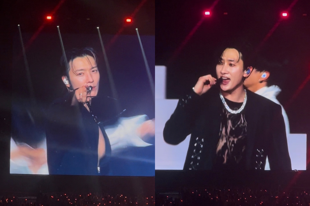 東海(左)、銀赫在演唱會上秀性感。(圖/讀者提供)