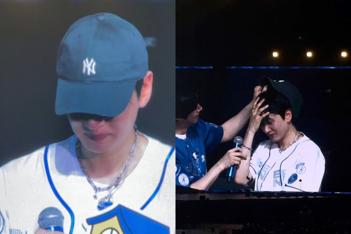 銀赫見到粉絲應援忍不住低頭拭淚。(圖/讀者提供)