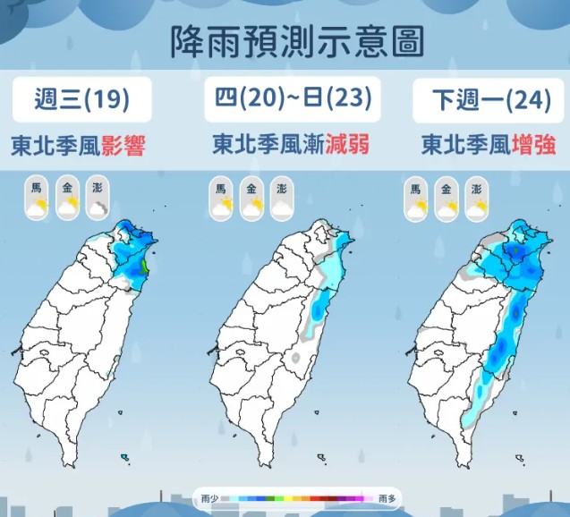 降雨趨勢。(圖/氣象署)
