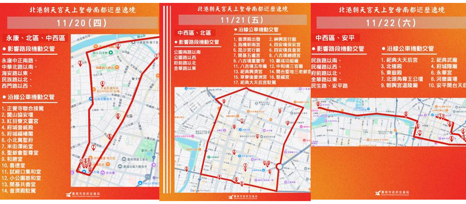 北港媽祖20日起連4天南巡。(圖/台南市政府提供)