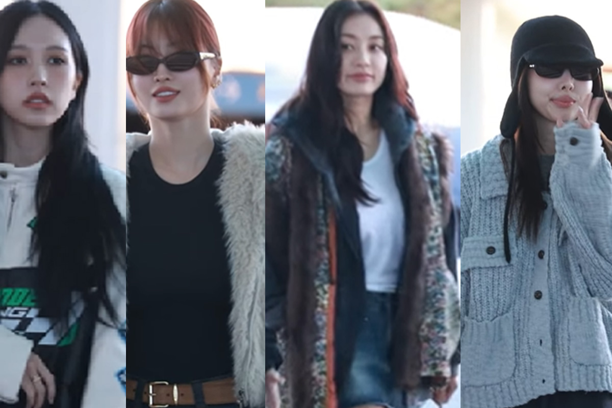TWICE成員們稍早在仁川機場畫面。(圖/翻攝Newsen)