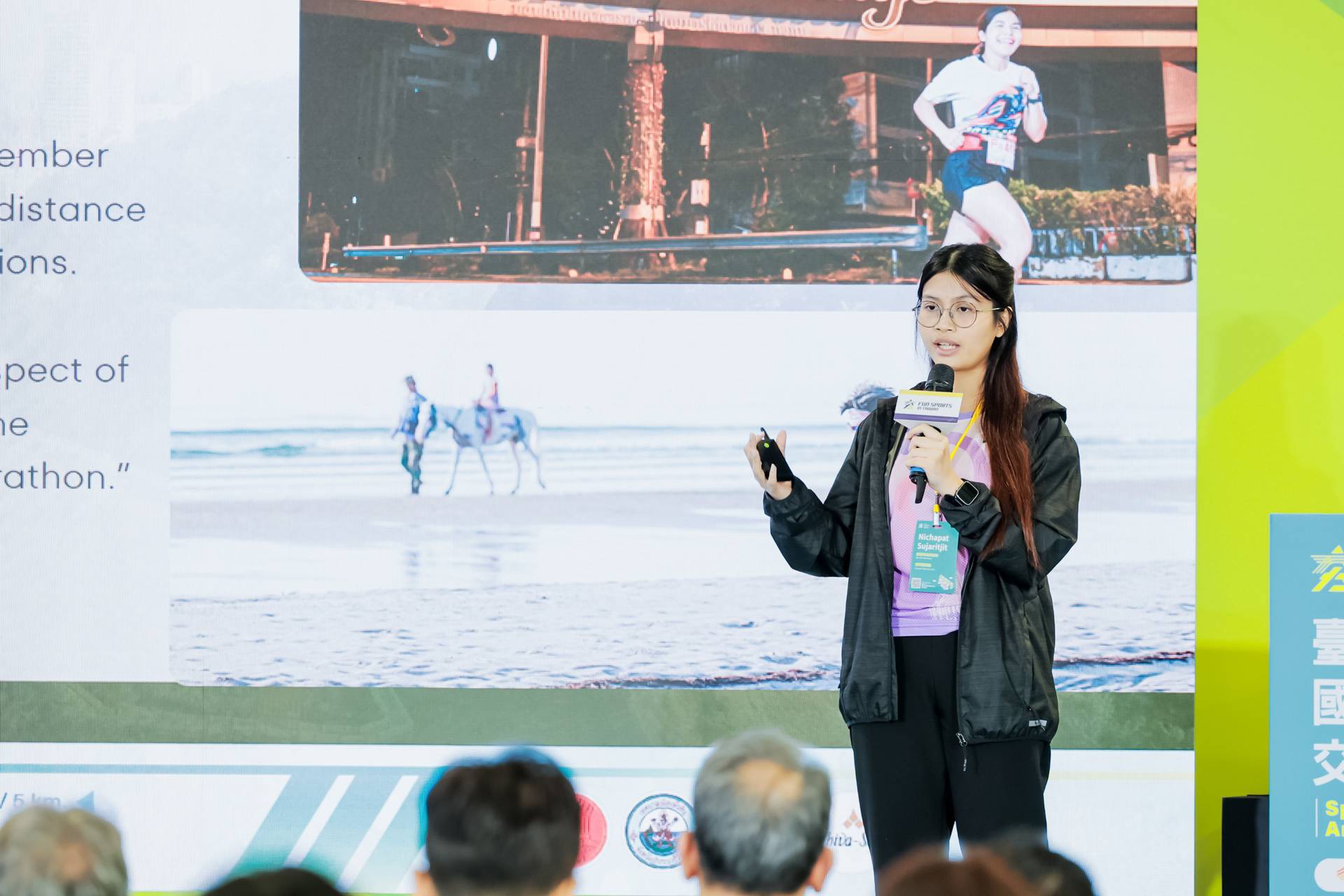 泰國華欣馬拉松賽事副總監Nichapat Sujaritjit分享泰國知名的品牌國際賽事。（圖／運動部提供）