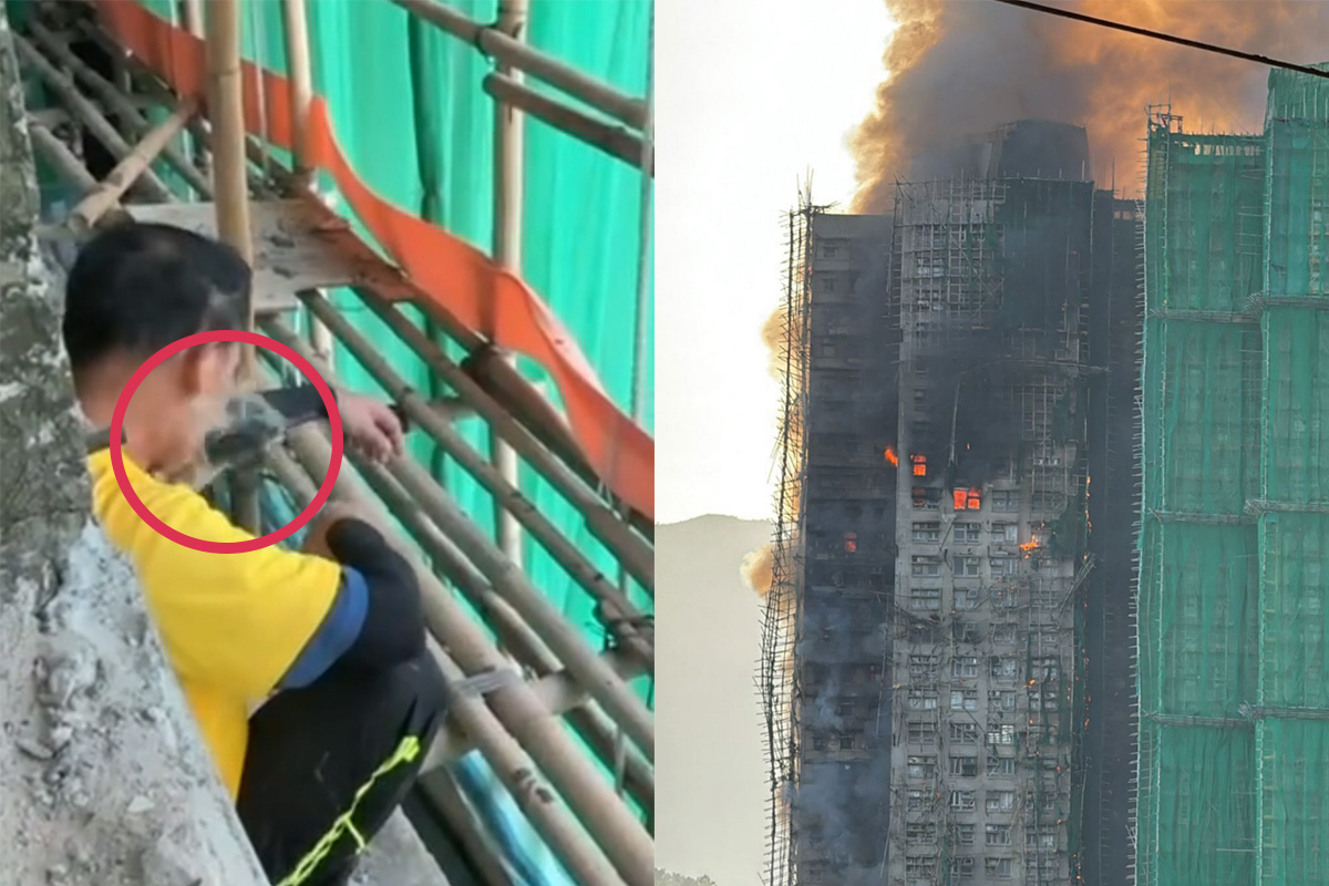 香港宏福苑大火奪13命　出事前工人棚架旁「狂抽煙」影片曝