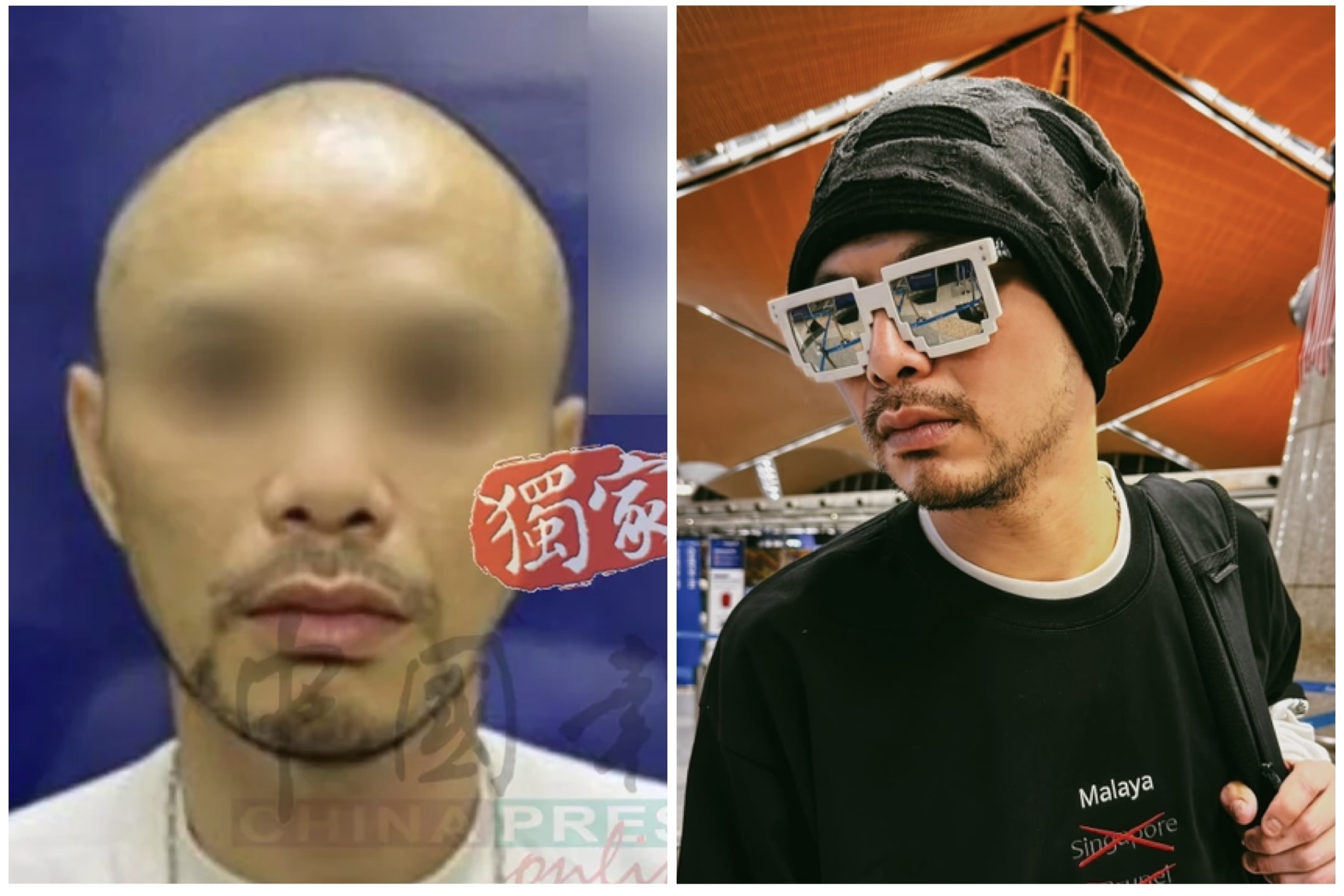 歌手黃明志在馬來西亞當地被捕畫面曝光。（圖／翻攝自中國報、黃明志臉書）