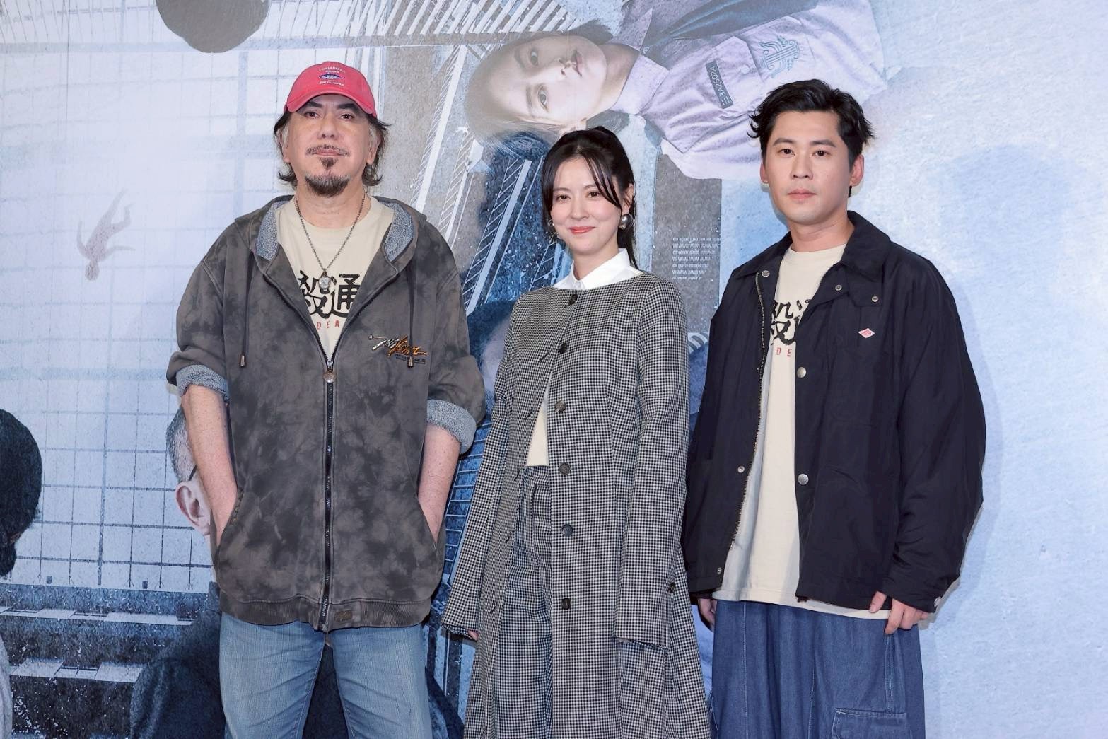 《自殺通告》首映會,黃秋生(左起)、林予晞、黃迪揚。(圖/許方正攝)