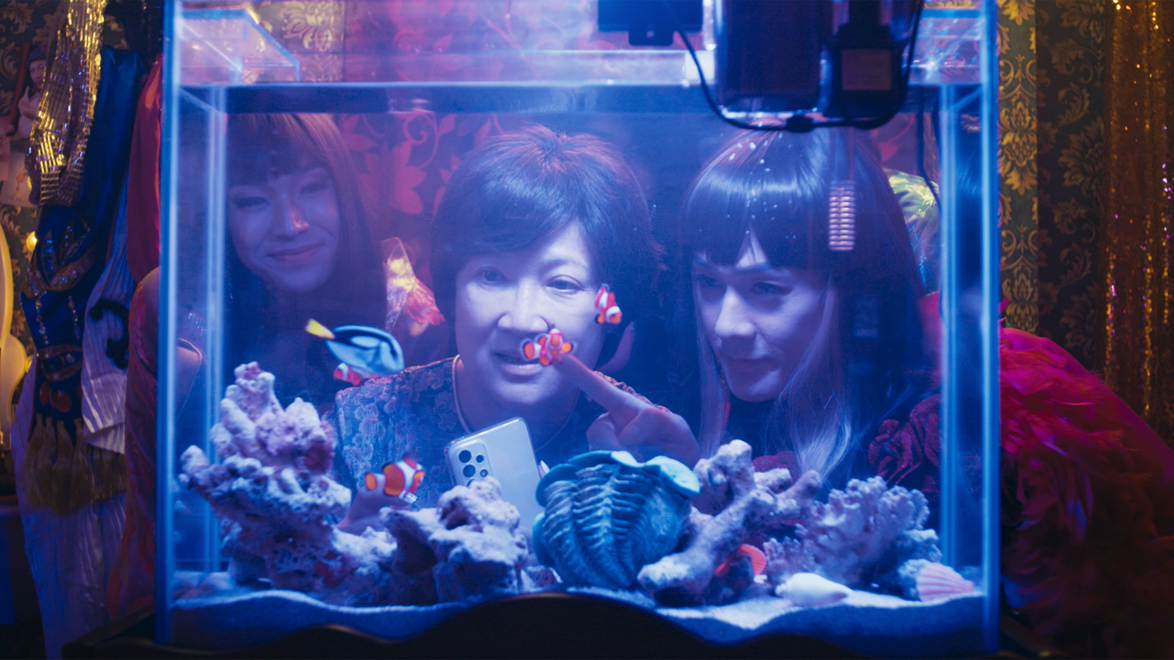 許瑞奇(右)和洪慧芳(中)在《好孩子》中透過一次次的互動中逐漸修補多年心結。(圖/甲上提供)