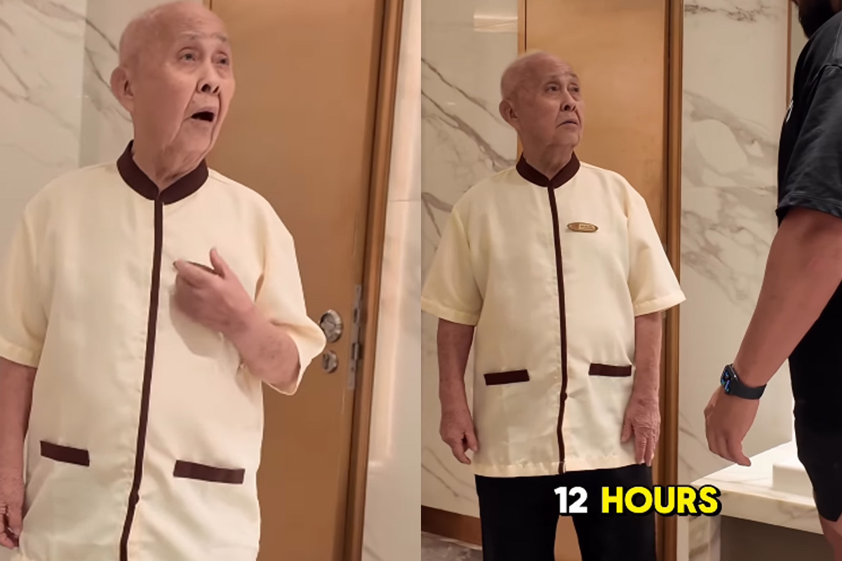 91歲清潔員1天上12小時班。(圖/翻攝IG @jadentysonlaing )