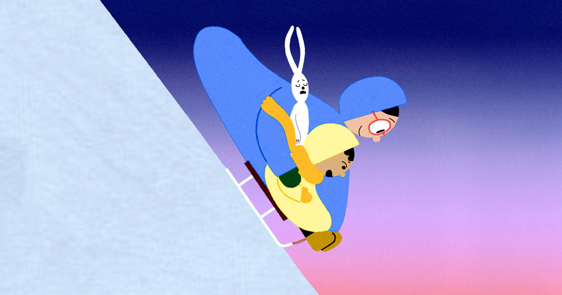 《聖誕五告讚!》「第三讚:搶救最後一棵聖誕樹」描述一對母女走進雪花紛飛森林裡尋找聖誕樹。(圖/海鵬提供)