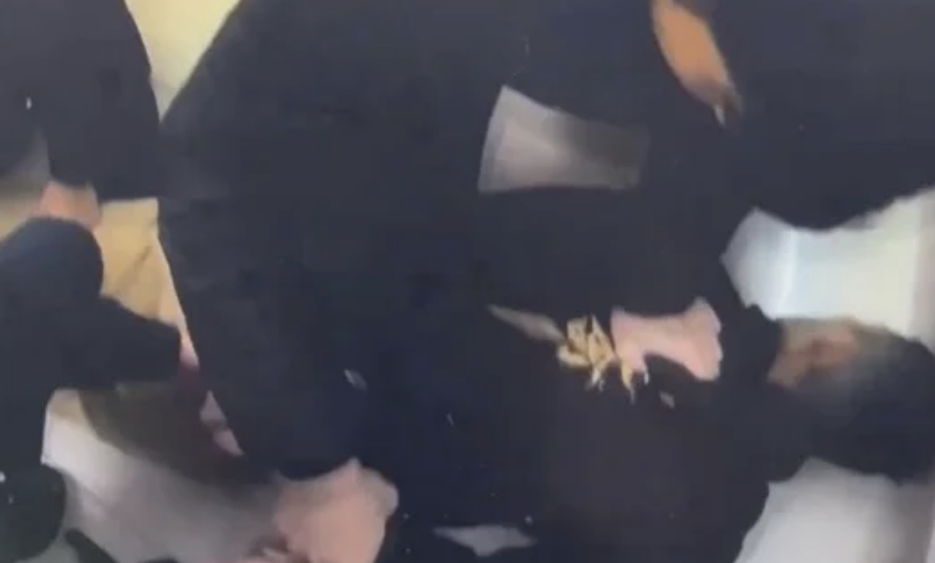 男毒蟲持「長柄鐮刀」揮舞害婦挫傷。（圖／翻攝畫面）