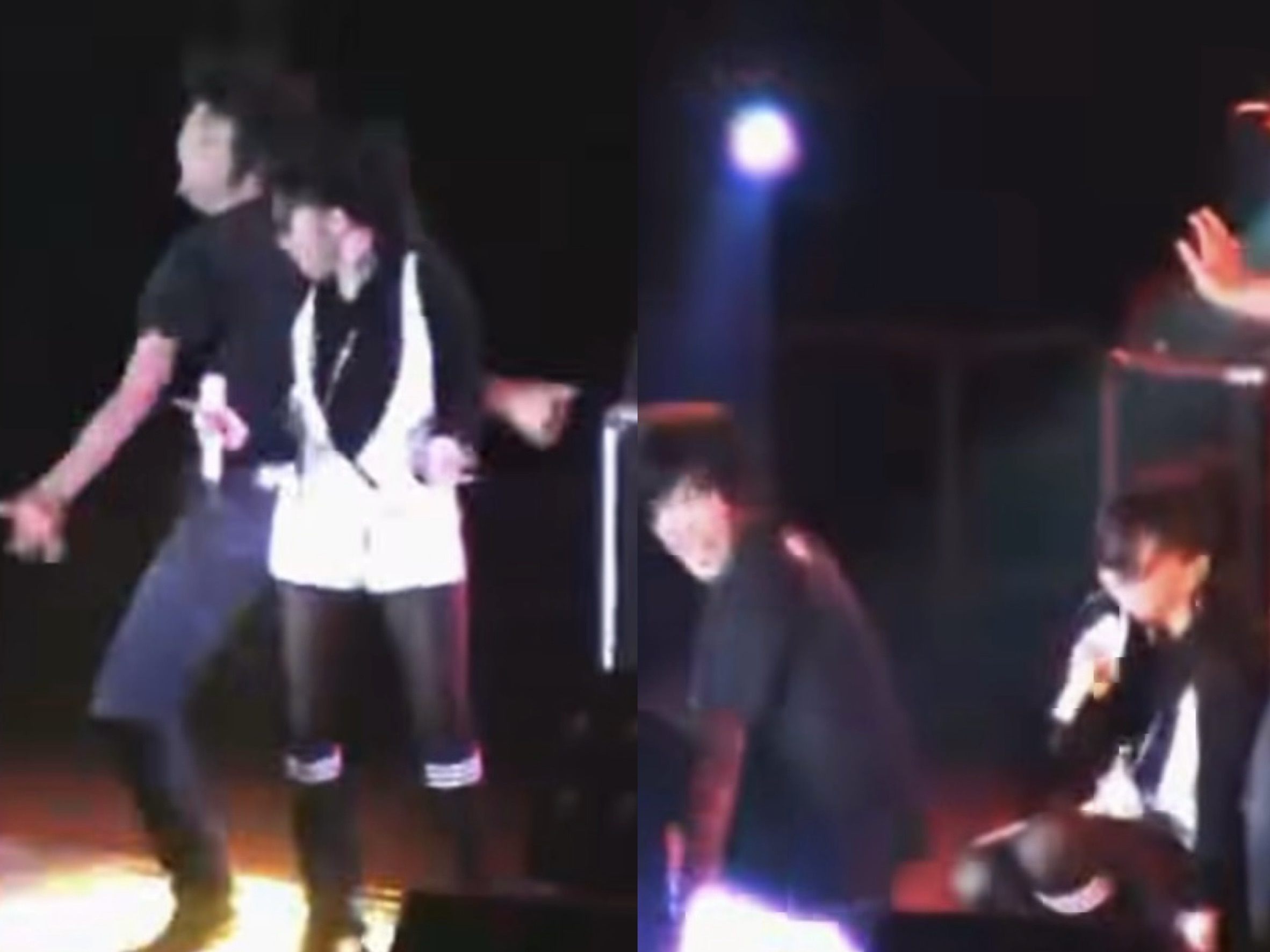 張惠妹當時被歌迷撞到。（翻攝自YouTube）