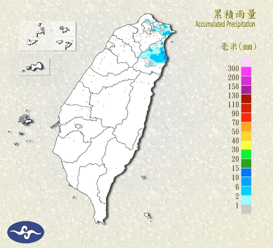 昨天地震後，不少雨量計記錄到「地震雨」。（圖／中央氣象署）