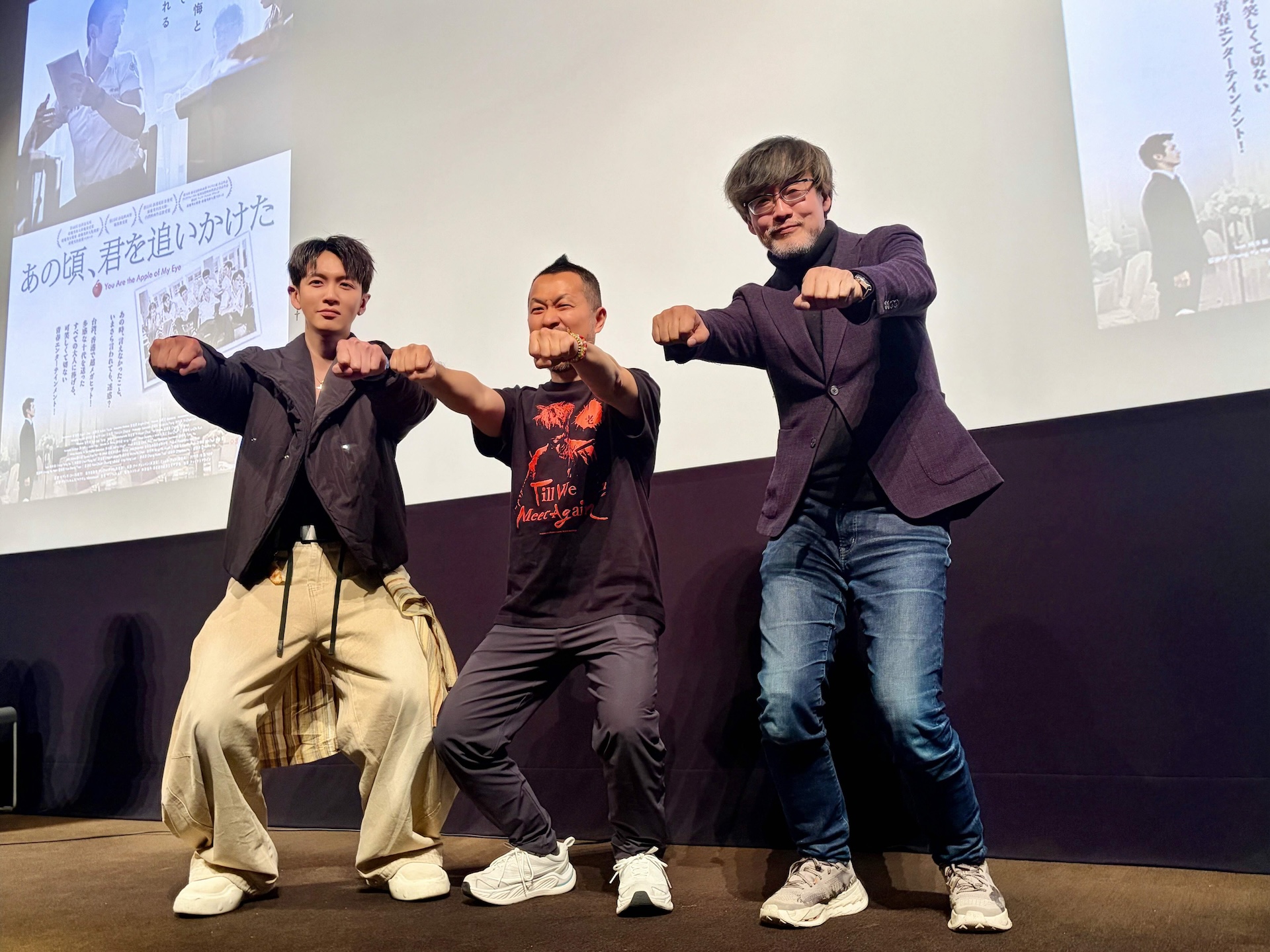 九把刀（左起）、柯震東、山崎貴於東京合影。（圖／麻吉砥加提供）