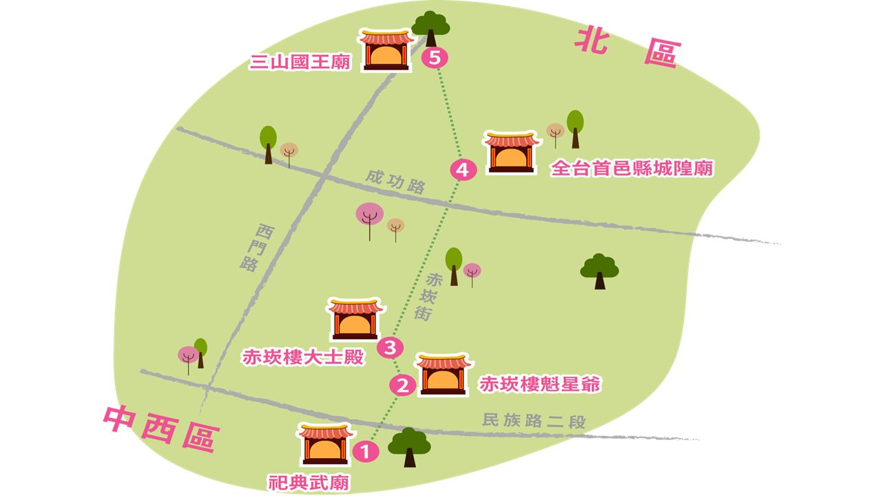 台南「最強考運散策導覽路線」。（圖／臺南市政府提供）