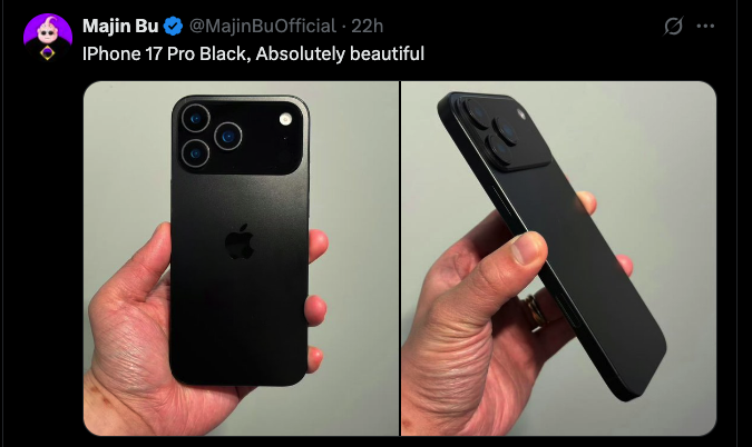 國外網友曝光iPhone 17實機照片。（圖／翻攝自X@Majin Bu）