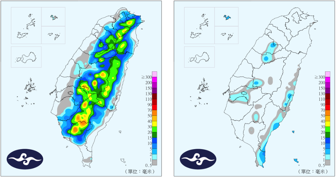 雨量分布圖。（圖／翻攝自氣象署官網）