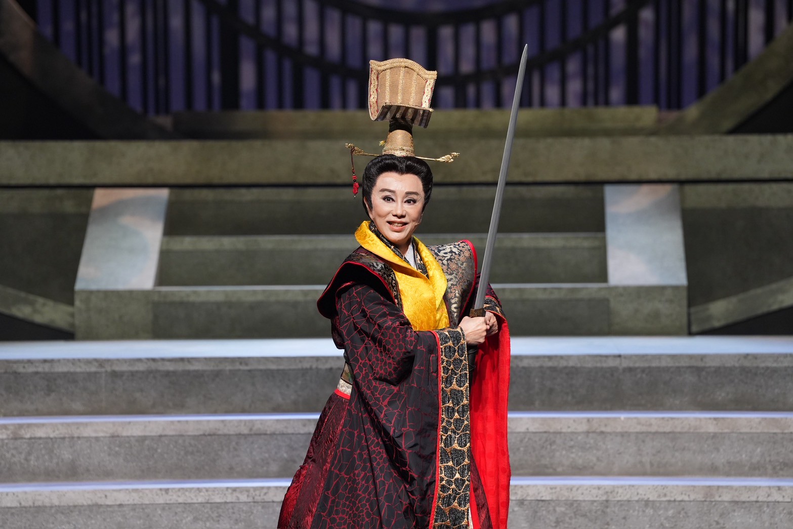 歌仔戲天后孫翠鳳首次跨界演出音樂劇好焦慮。（圖／記者許方正攝）