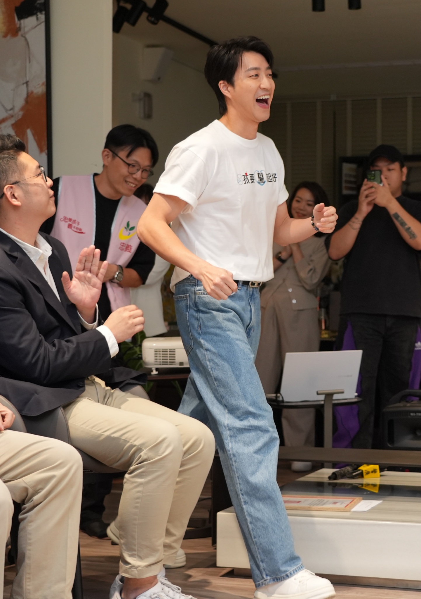江宏傑心情很好，開心！（圖／記者陳明中攝）