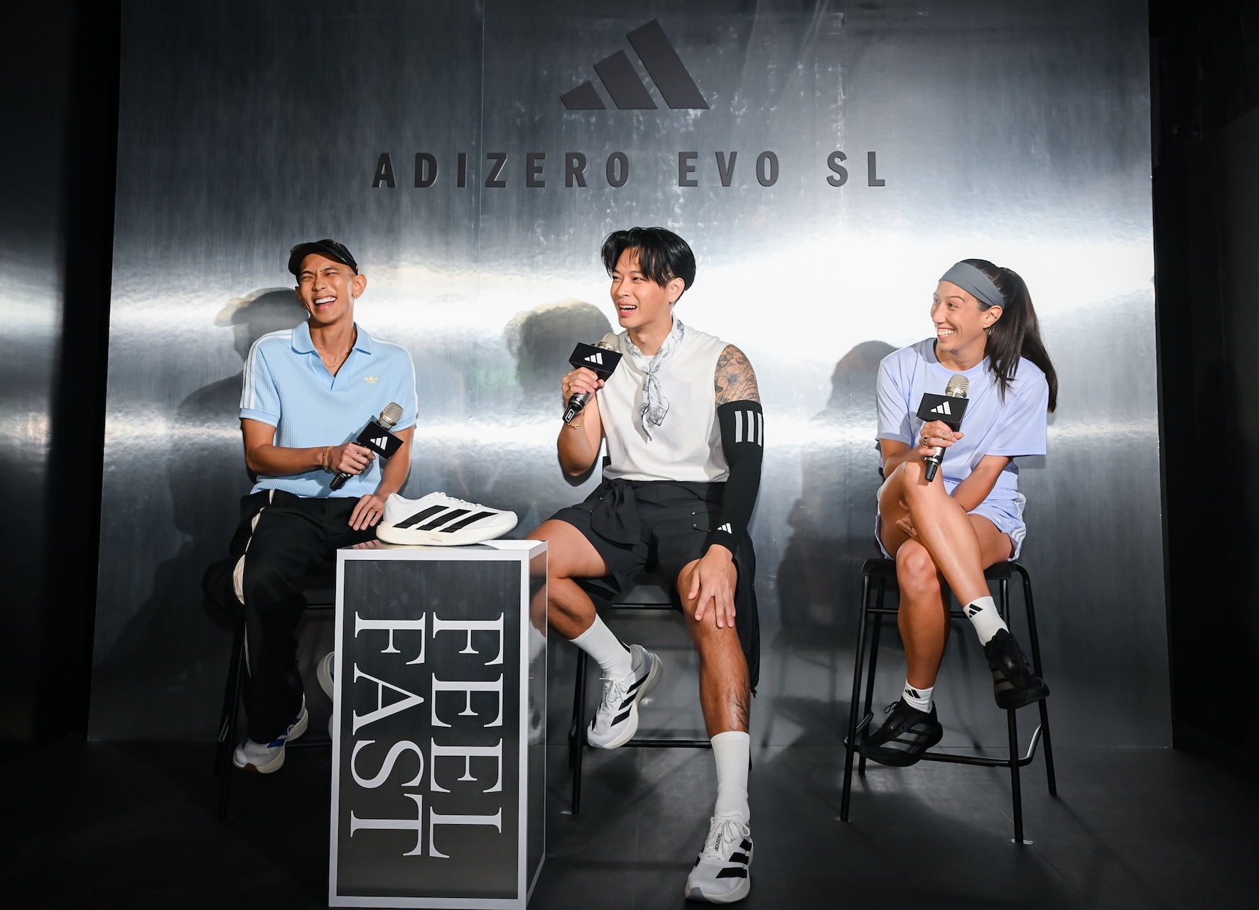 高爾宣聯手潮流指標創作者楊艾倫與MAC RUN CLUB創辦人Yuyu。（圖／adidas提供）
