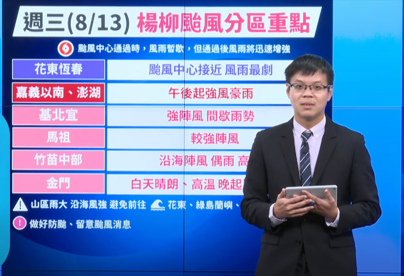 氣象署預報員劉宇其。（圖／中央氣象署直播）