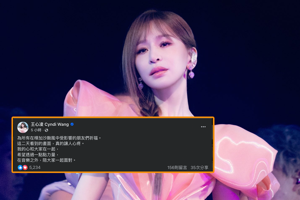王心凌捐100萬賑災：和大家一起面對。（圖／翻攝王心凌FB）