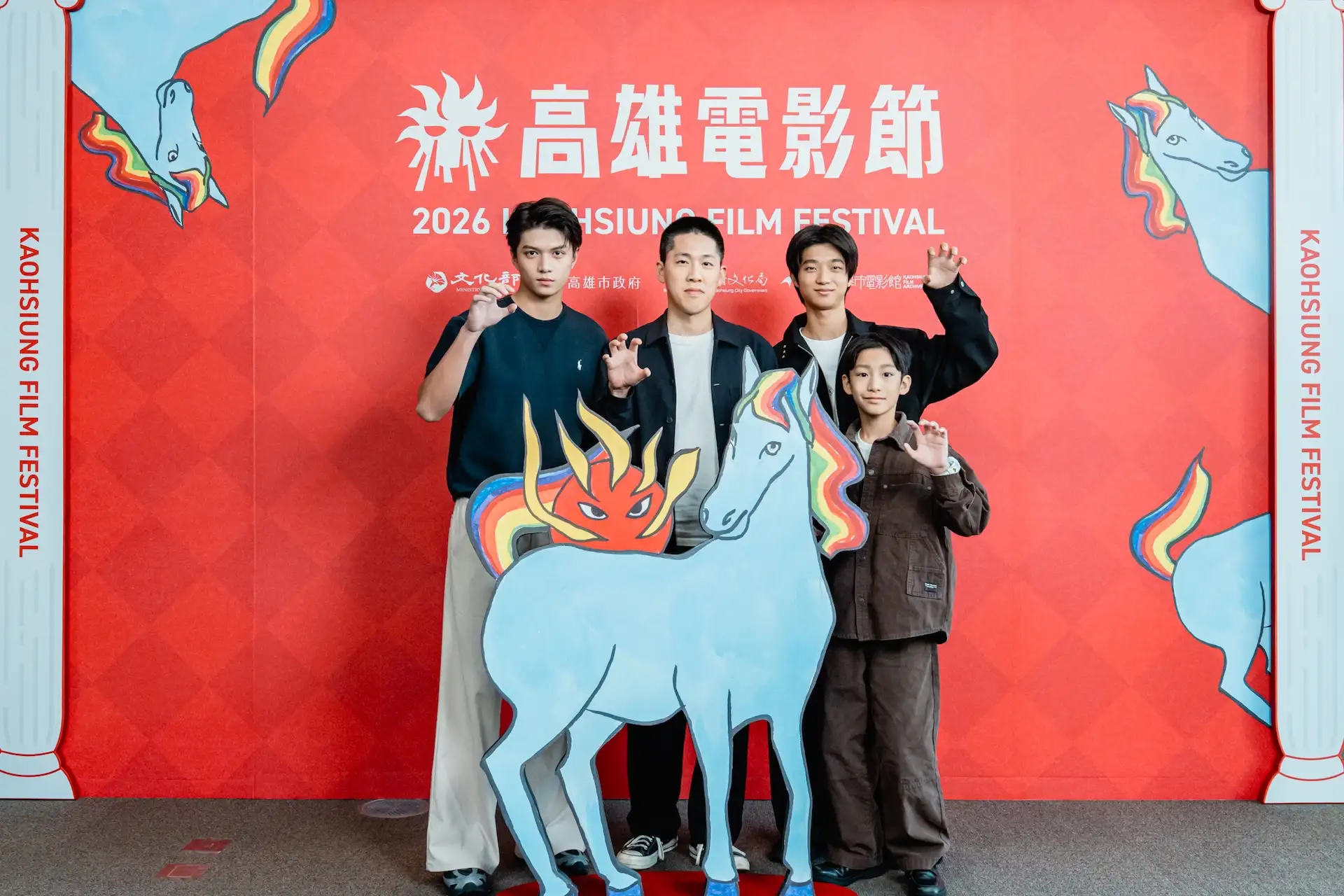 《FUN》演員郭大睿、導演張猷嵩、演員白潤音、演員謝以樂。(圖/高雄電影節提供)