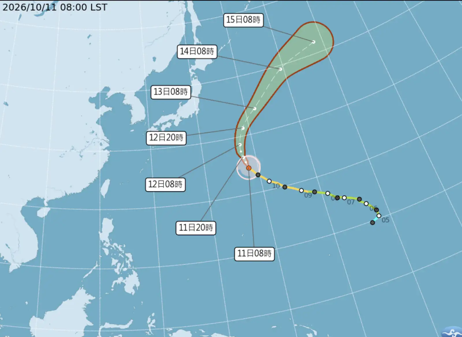 小熊轉強颱了。(圖/氣象署官網)