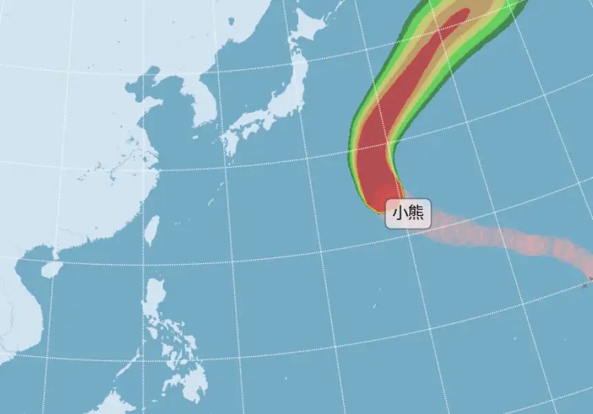 小熊雖為強颱但對台灣暫時無影響。(圖/氣象署官網)
