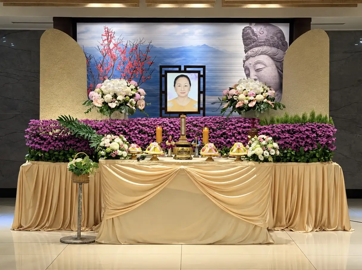 中視昔日當家花旦藍琪12日舉辦告別式,現場畫面曝光。(圖/單程旅行提供)