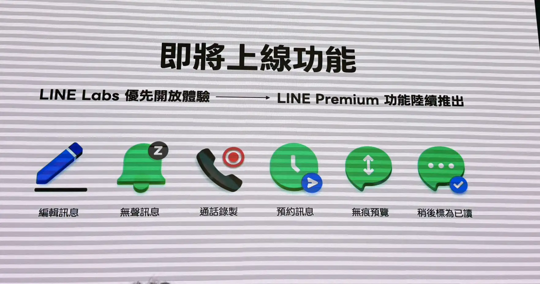 LINE將推出編輯訊息、無聲訊息、通話錄製、預約訊息、無痕預覽、稍後標為已讀等6大進階功能。(圖/蔣欣倫攝)