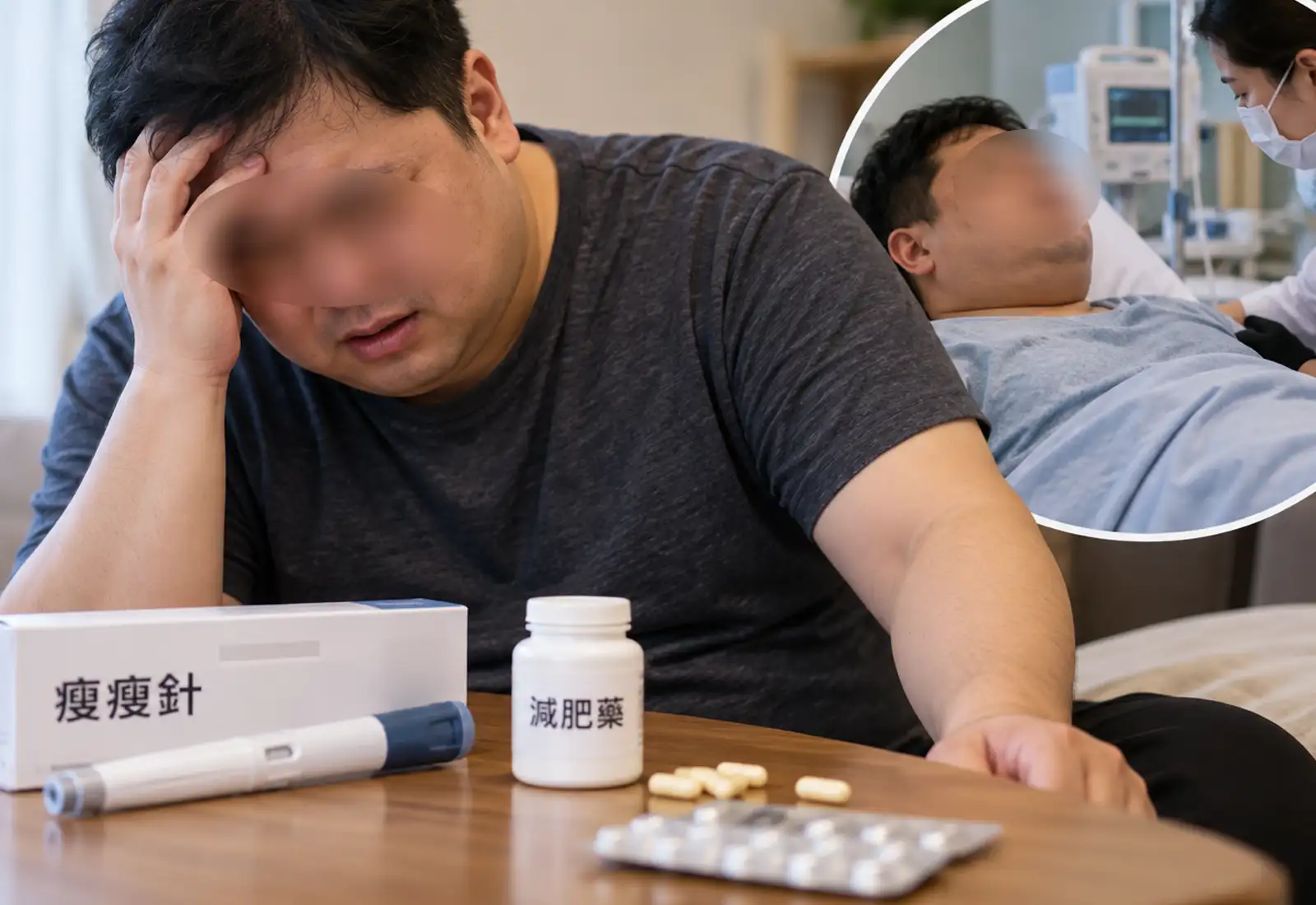 糖尿病男打瘦瘦針又吃減肥藥。(圖/AI生成示意圖)