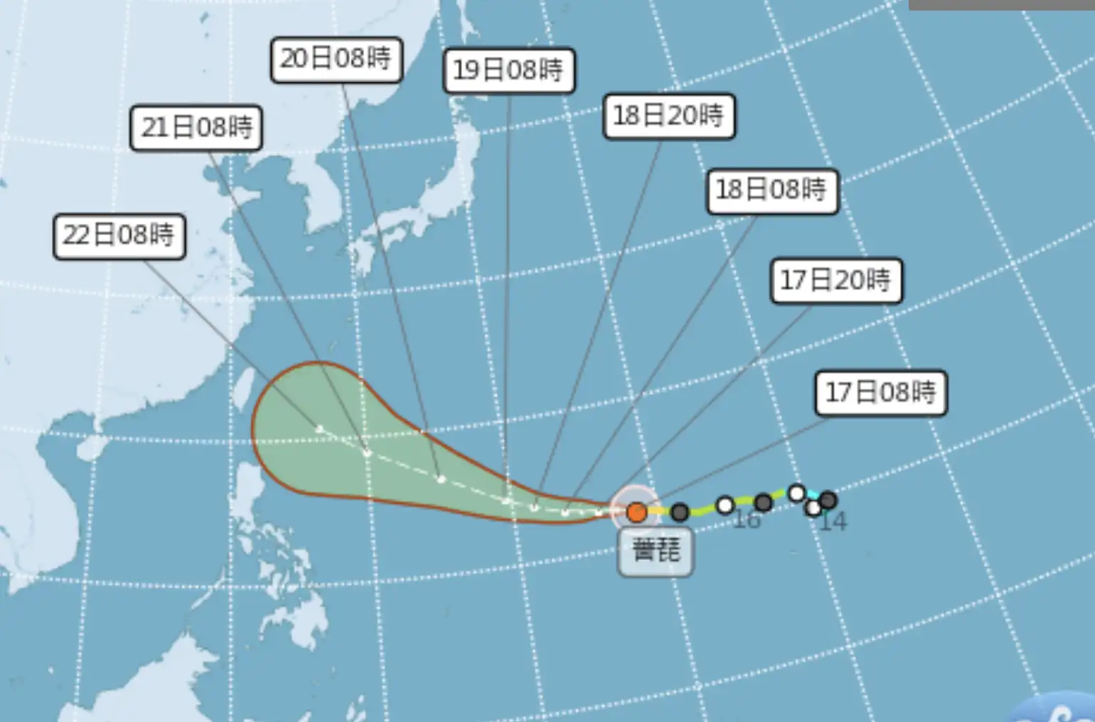 薔琵恐變強烈颱風。(圖/氣象署官網)