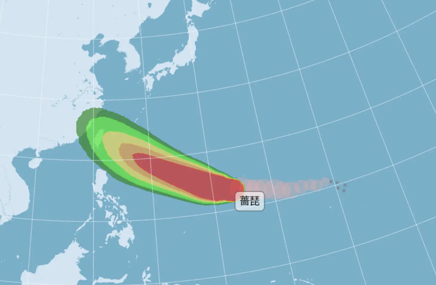強颱薔琵恐直逼台灣。（圖／氣象署官網）
