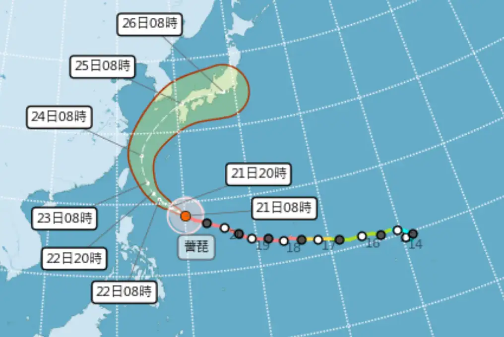 薔琵週五、六風雨最劇烈。（圖／氣象署官網)