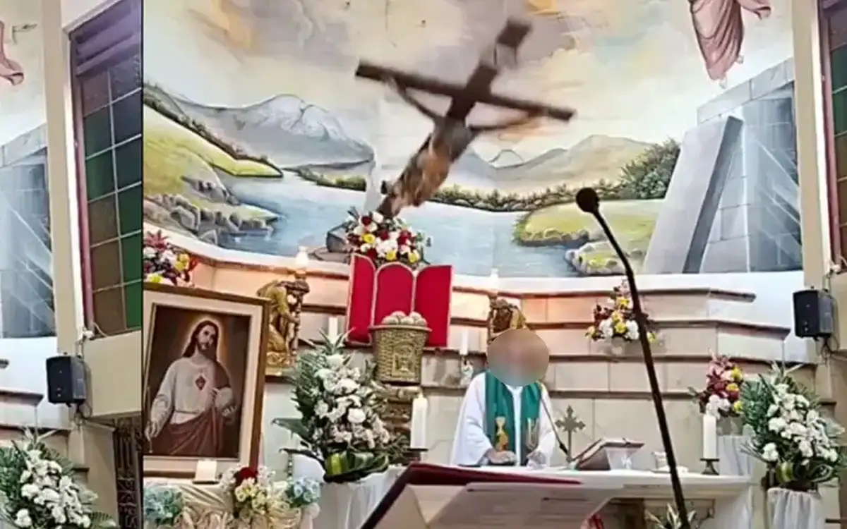 厄瓜多神父遭十字架砸死。(圖/翻攝畫面)