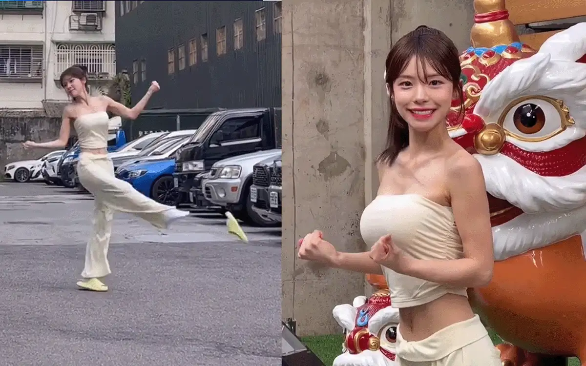 李多慧街頭練「閃身步」。(圖/翻攝Instagram)