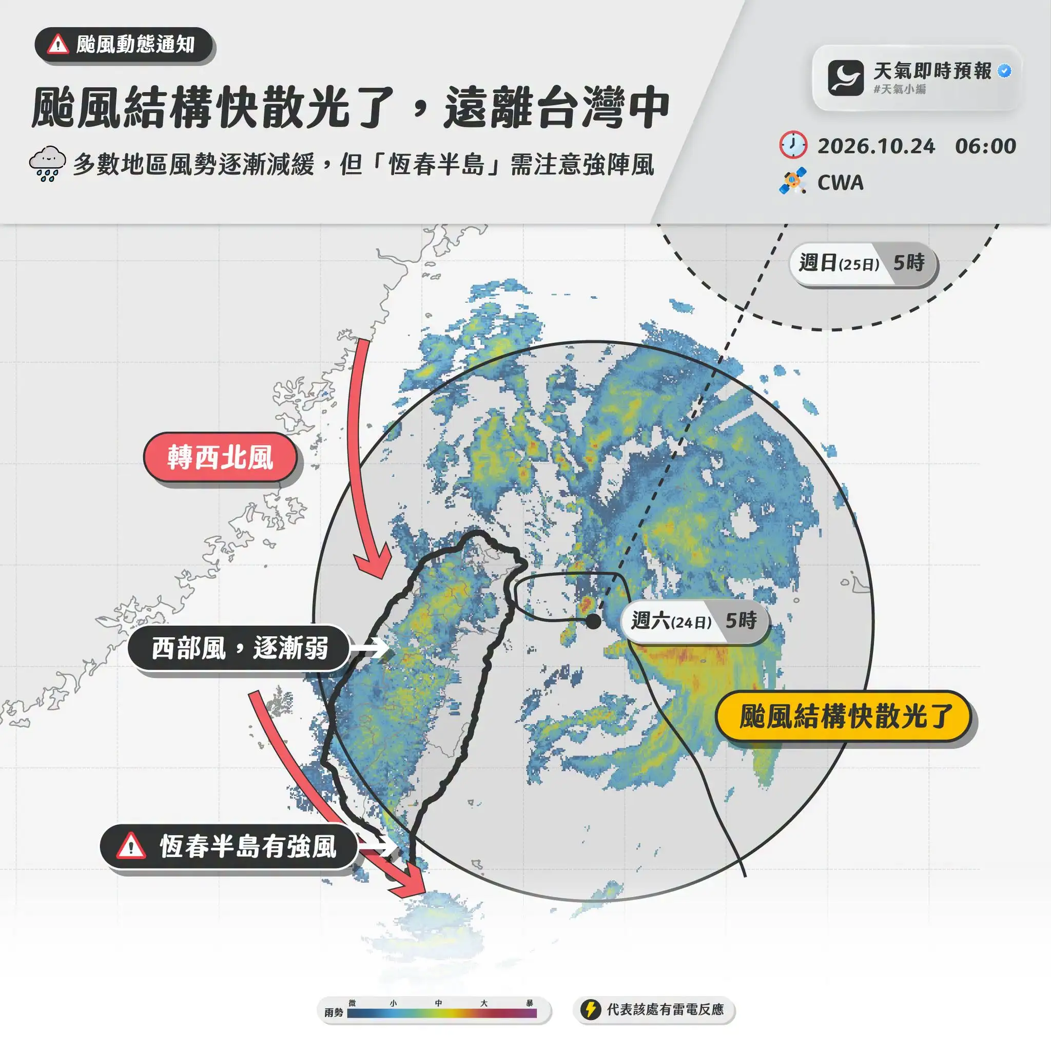 薔琵結構變鬆散。(圖/翻攝自天氣即時預報臉書)