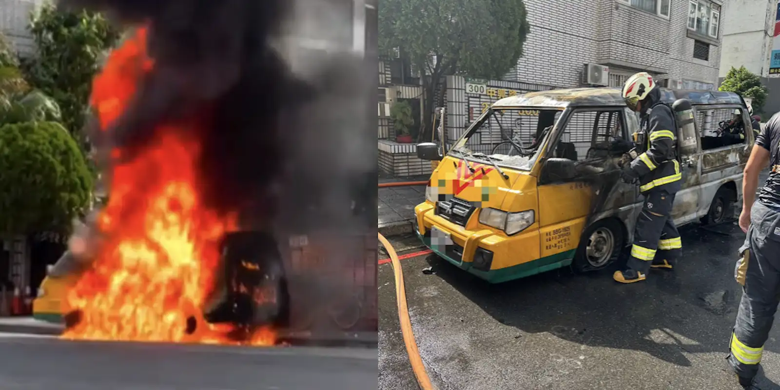 新店娃娃車火燒車。(圖/翻攝畫面)