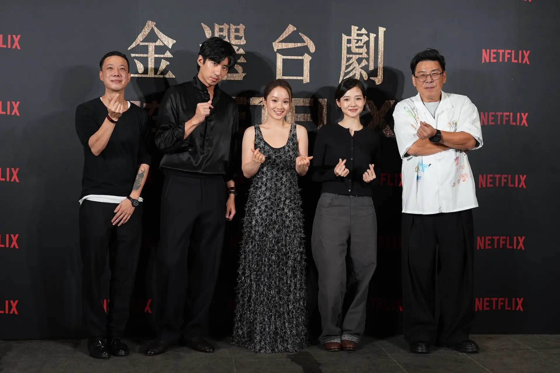 導演陳正道（左起）、傅孟柏、方郁婷、林廷憶、導演許肇任。（圖／記者陳明中攝）