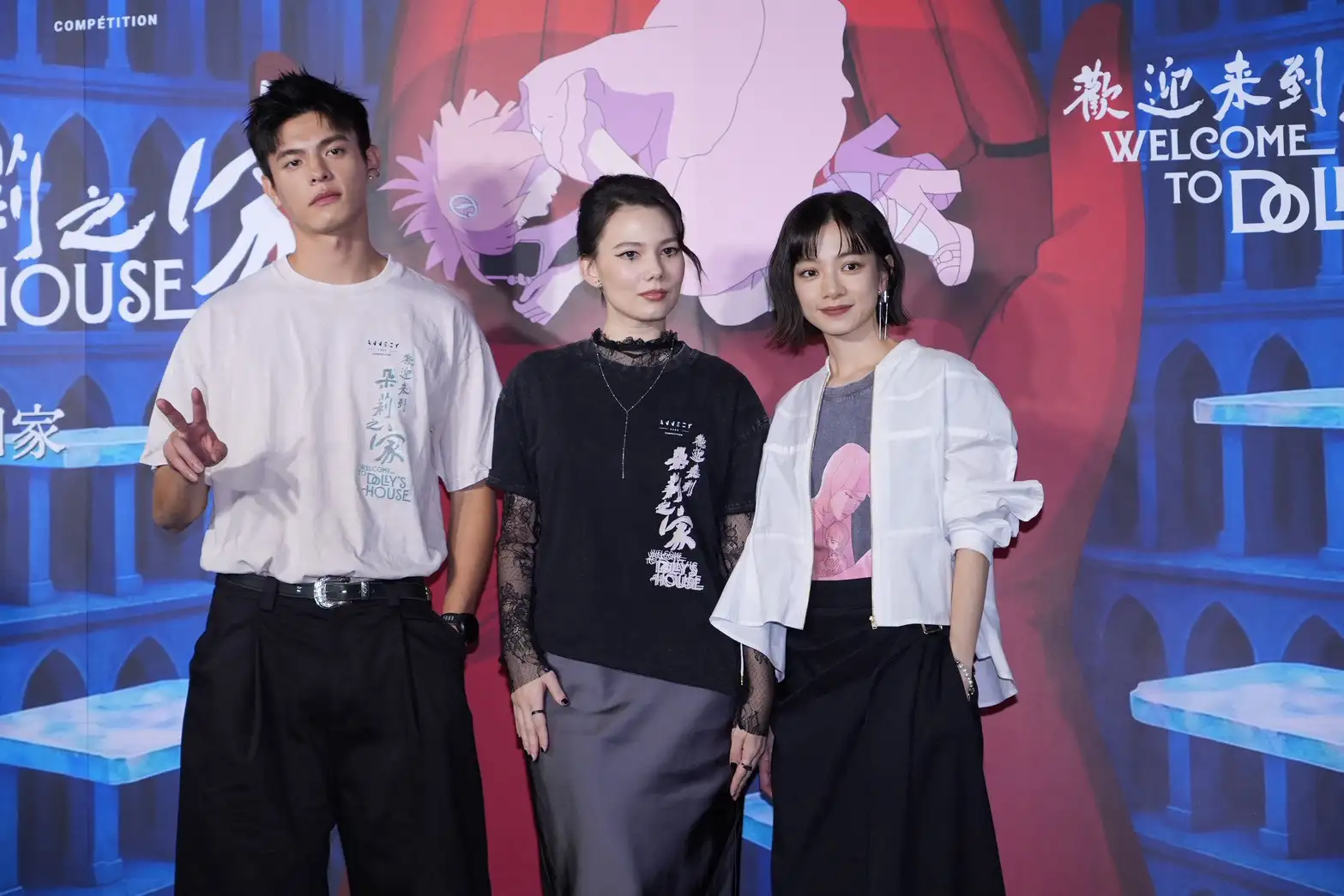 姚愛寗、紀培慧與邱以太出席《歡迎來到朵莉之家》舉辦首映會。(圖/記者許方正攝)