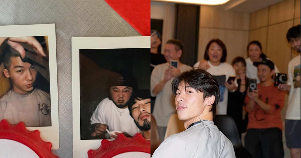 許光漢入伍剃髮儀式章廣辰也到場了。（圖／許光漢IG）