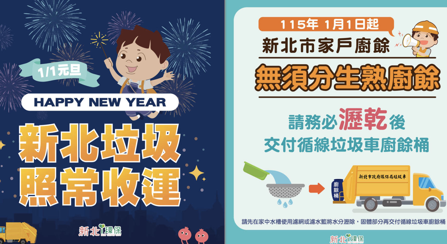 元旦全台垃圾車清運各有不同。（圖／新北環保局官網）