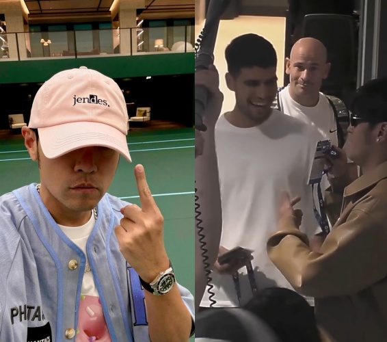 周杰倫參加澳網全新賽事「一分大滿貫」，但首輪就被淘汰。（圖／翻攝自周杰倫、澳網IG）