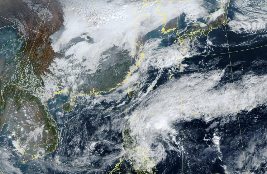 明天東北季風增強，週二強烈冷氣團南下。（圖／中央氣象署）