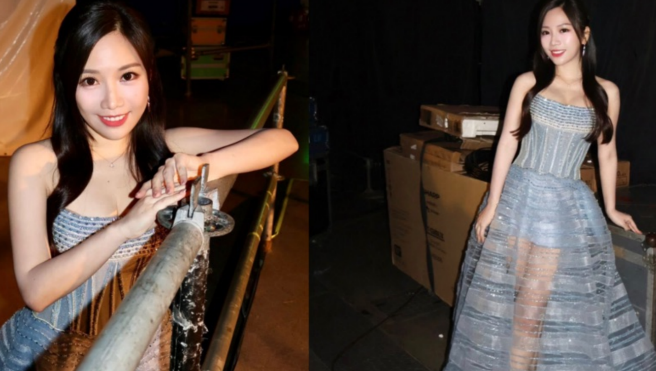 蔡尚樺主持尾牙「透視禮服」登場。（圖／翻攝蔡尚樺FB）