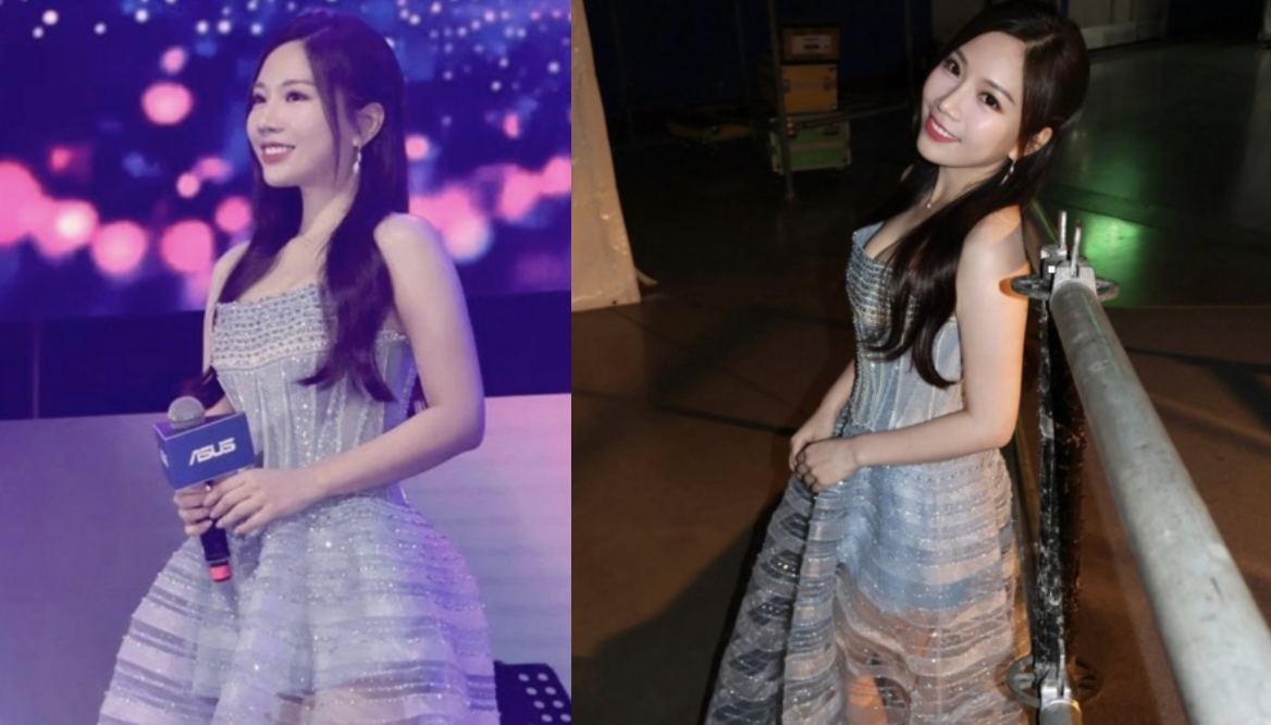 蔡尚樺主持尾牙「透視禮服」登場。（圖／翻攝蔡尚樺FB）