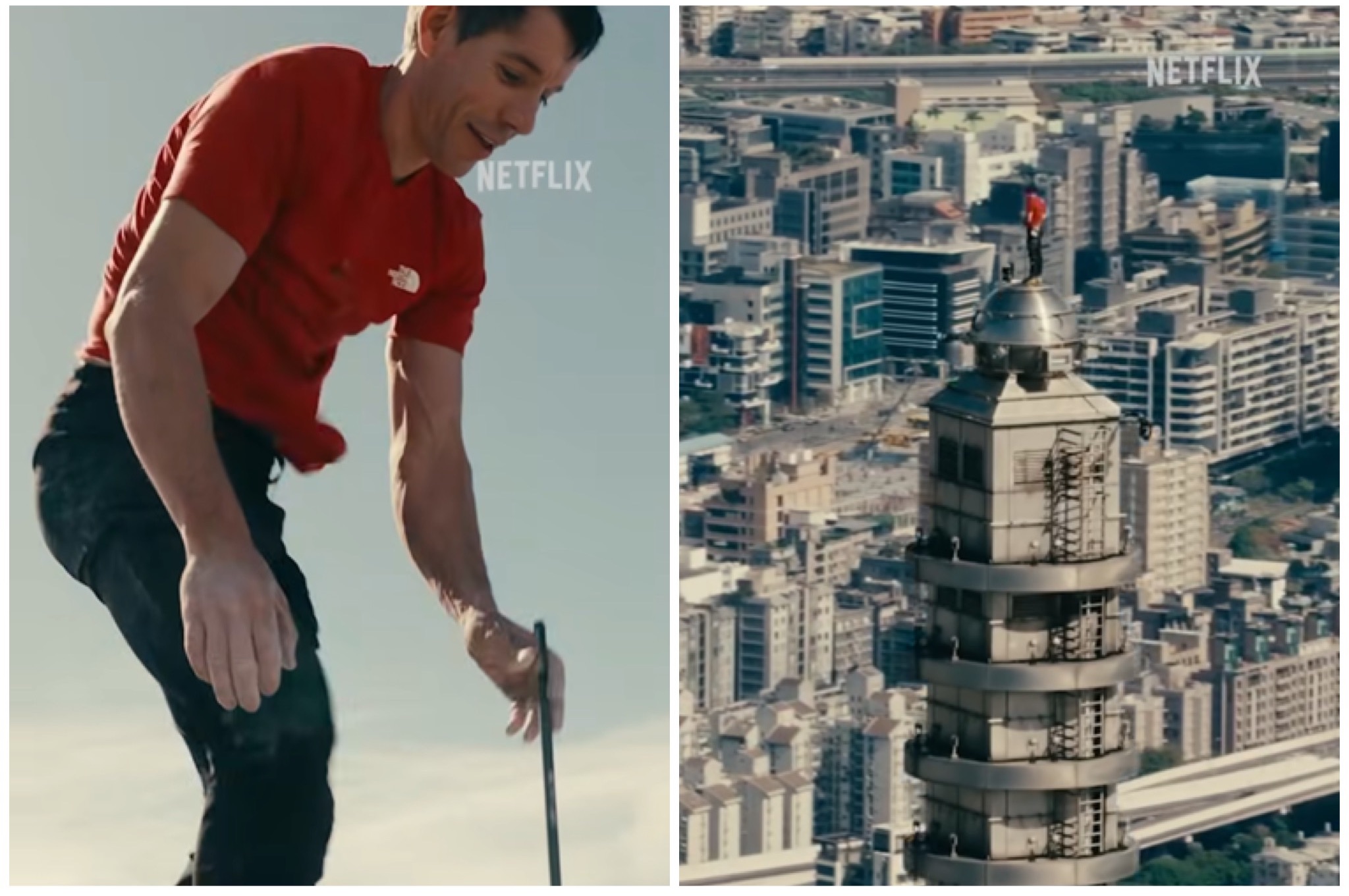 艾力克斯霍諾德成功挑戰徒手攀爬台北101，並登頂。（圖／翻攝自netflix）