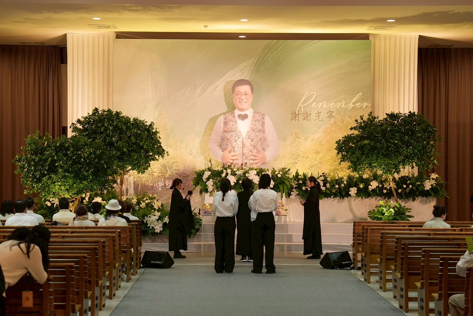 蕭敬騰岳父林光寧追思會，照片選用林光寧年輕時充滿活力的照片。（圖／許方正攝）